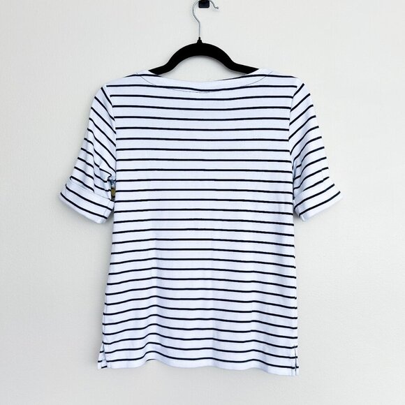 Karen Scott Floral Stripe Tee PM | Cottagecore Coastal Casual | Recycled Cotton - Picture 4 of 6